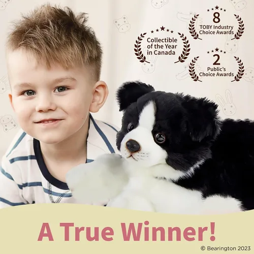 Vista 4 de Perro de peluche de la colección Bearington, perro de peluche realista, Border Collie, pastor alemán, lindos peluches para niños, niños y niñas - 33