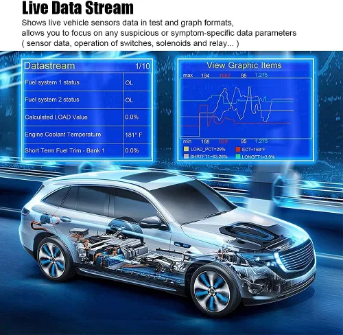 Vista 5 de Probador de batería de coche KW681 6V 12V + escáner KW850 OBD2