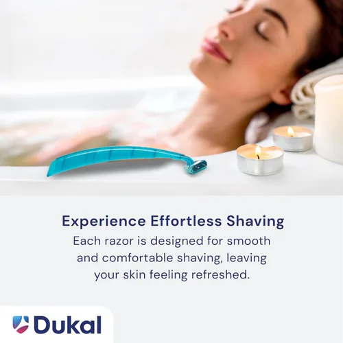 Vista 7 de Dukal Dawn Mist Triple Play - Maquinilla de afeitar facial, mango verde azulado con protector de plástico transparente, paquete de 500