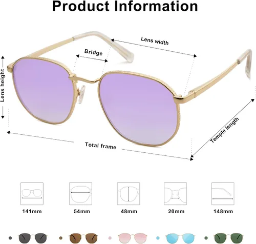Vista 6 de SOJOS Gafas de sol cuadradas para hombres y mujeres, estilo clásico y retro