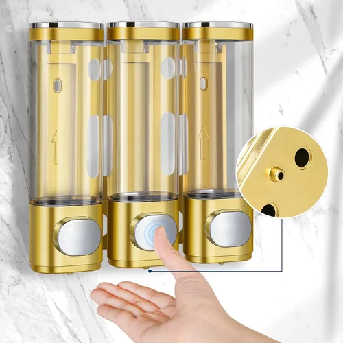 Vista 3 de 3-en-1 Bomba de ducha montada en la pared para baño, dispensador y organizador, dispensadores para la ducha, dispensador de champú y acondicionador