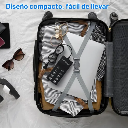 Vista 6 de Bloque de Cargador USB C de 10 Puertos (6 Puertos USB-A y 4 Puertos USB-C), Hub de Cargador Multipuerto de 50W10A para iPhone, Galaxy, iPad y Más