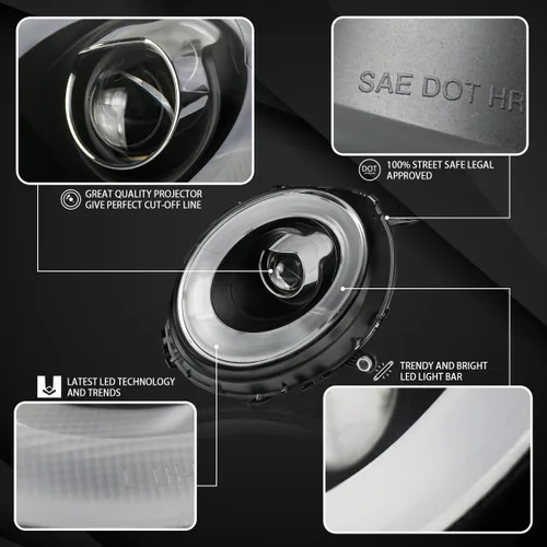 Vista 3 de Autozensation Faros delanteros para MINI Cooper 2007-2013 negro izquierdo+