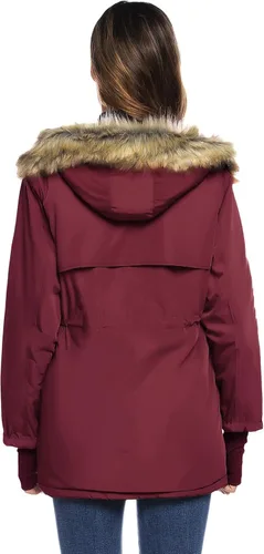 Vista 4 de Grace Karin - Abrigo con capucha para mujer con forro de vellón y bolsillos chaqueta parka de pelo sintético