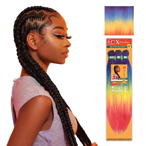Vista 66 de Sensationnel X-Pression - Trenzas sintéticas prestiradas, 3 unidades, 58 pulgadas, negro azabache 1 Cabello trenzado, Kanekalon, ignífugo