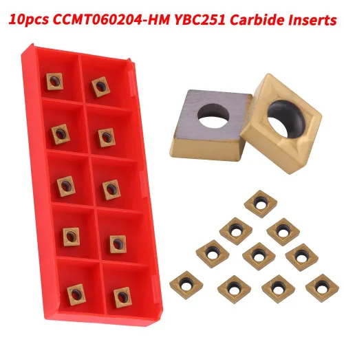 Vista 4 de Insertos de puntas de carburo, 10 piezas de puntas de carburo CNC insertos CCMT060204-HM YBC251 cortador de inserción de carburo cortador de torno