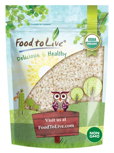 Vista 9 de Food to Live Arborio italiano orgánico, 1 libra sin OMG, variedad de arroz blanco de grano corto, superfino, vegano, kosher, a granel. Textura