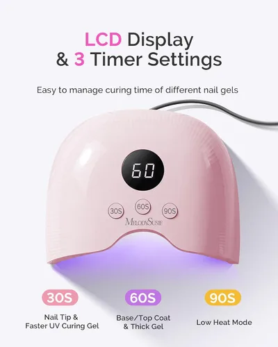 Vista 5 de MelodySusie Lámpara de uñas LED compacta con guantes UV, secadora de uñas P-PLUS30A con sensor inteligente que cura todos los geles, especialmente