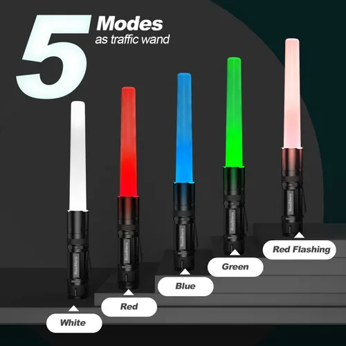 Vista 3 de RoadHero Paquete de 2 linternas LED multicolor de 12 pulgadas para control de tráfico, 4 colores en 1, luz de señal de seguridad para versión