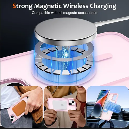 Vista 321 de Anuck - Funda magnética para iPhone 11 compatible con MagSafe, carcasa trasera mate translúcida dura, borde de TPU, delgada, resistente a impactos