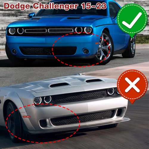 Vista 6 de Borde de parachoques delantero compatible con Dodge Challenger SXT 2015-2023, alerón de parachoques delantero, kit de cuerpo de mentón de aire