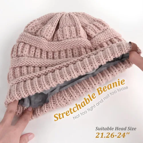 Vista 50 de FURTALK Gorros de invierno para mujer, con forro polar, gorro de punto holgado y cálido, gorro de esquí