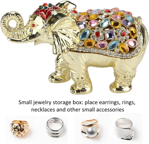 Vista 7 de DCQRY Caja de almacenamiento de joyería de elefante, portátil, figura de animal, caja de joyería decorativa, caja de regalo, caja organizadora