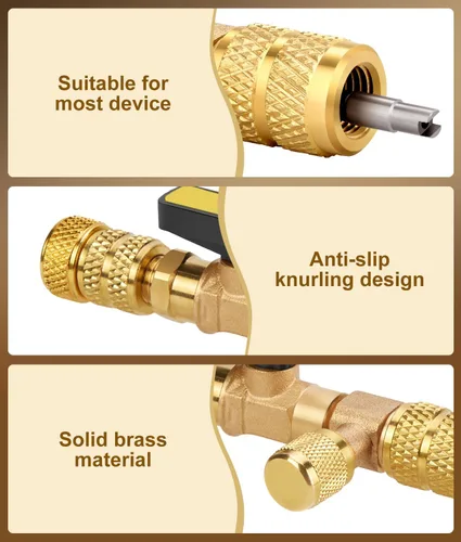 Vista 9 de Herramienta de extracción de núcleo de válvula HVAC WADEO, removedor de núcleo de válvula con 10 núcleos de válvula, 5 tuercas de latón y 2