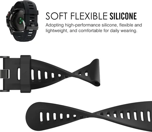 Vista 3 de Correa para Garmin Fenix 3, correa de repuesto de silicona suave para reloj inteligente Garmin Fenix 3 HR (sin rastreador)