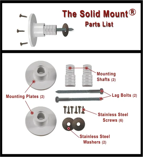 Vista 4 de Kit de montaje de barra de agarre para duchas de fibra de vidrio. The Solid Mount utiliza espaciadores ajustables para su uso en la mayoría