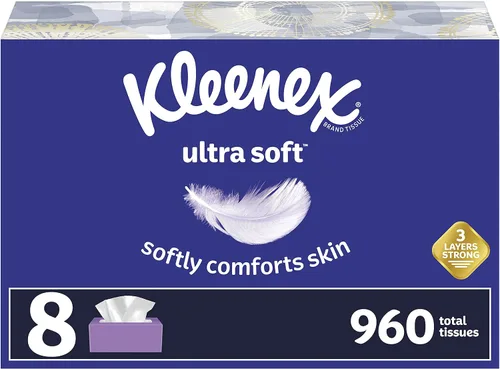 Vista 18 de Kleenex Ultra Soft Facial Tissues, 4 Flat Boxes, 120 Tissues per Box