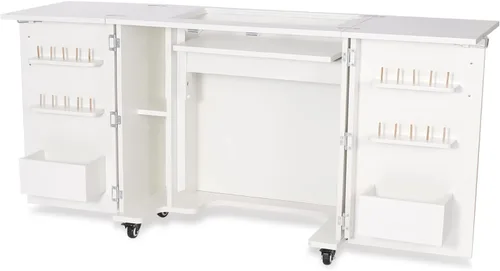 Vista 4 de Gabinete de costura y acolchado Kangaroo Bandicoot de Arrow Sewing con elevación, para sala de estar, color blanco ceniza