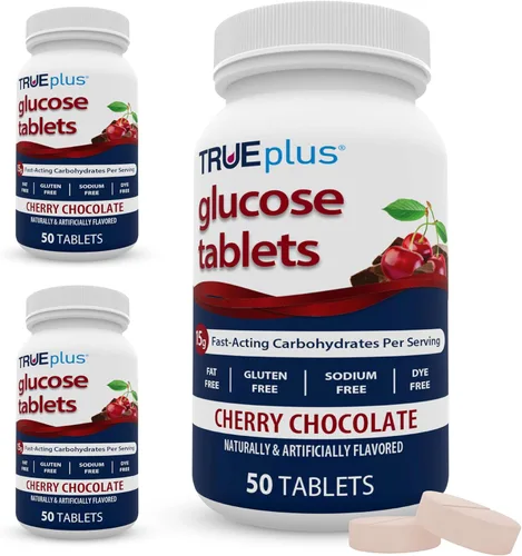 Vista 23 de TRUEplus® Tabletas de glucosa, sabor surtido (uva, frambuesa, naranja), botella de 50 unidades (1)