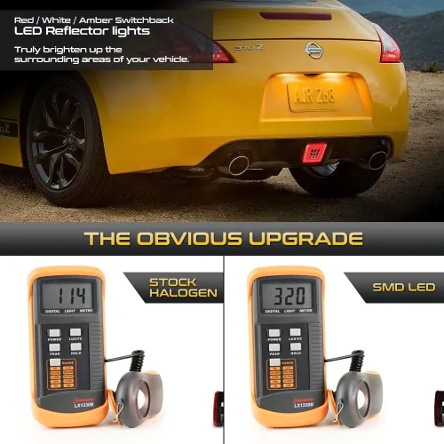 Vista 3 de VIPMOTOZ Switchback secuencial LED antiniebla trasera, marcha atrás, luces de freno, reflector, compatible con Nissan Z34 370Z Fairlady Z, lente