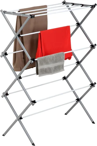 Vista 3 de Honey-Can-Do Estante de secado de ropa plegable de metal, 50 libras, 29 x 14.2 x 42.1 pulgadas, blanco y gris