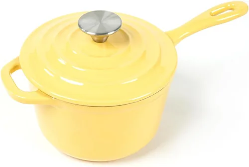 Vista 5 de HAWOK Mini cacerola de hierro fundido de 1 cuarto de galón, 5.5 pulgadas con tapa, pre-sazonada