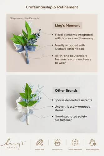Vista 7 de Ling's Moment Boutonniere para Hombres Boda, Juego de 6, Novio y Padrinos Boutonniere para Boda Regreso a Casa Halloween Ceremonia Aniversario, Cena