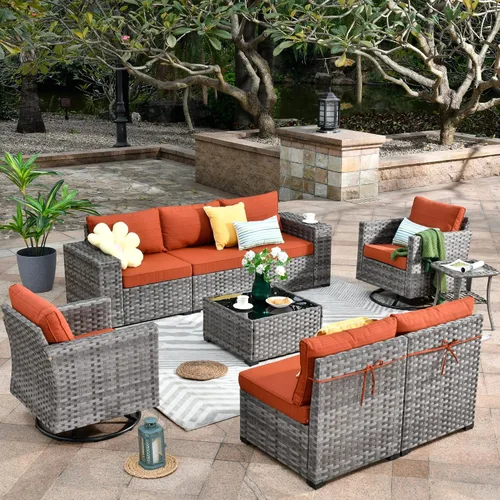 Vista 32 de HOOOWOOO Outdoor Patio Sectional Furniture Sofa Set with Widened Armrest,6 Piece Small Modern Wicker Couch,Modular L Shaped Conversation Seating Set