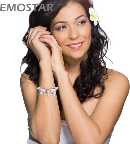 Vista 6 de EMOSTAR Dijes temáticos para el día de la madre, plata de ley, madre, padre, hija, hijo, nana, esposa, marido, madrina, corona de mamá, cuentas