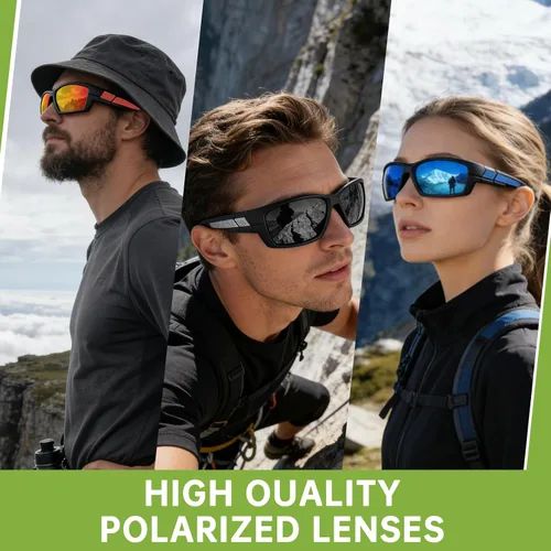 Vista 6 de Lentes de sol deportivos polarizados para hombre, envolventes UV400, para correr, pescar, ciclismo y conducir, TR90