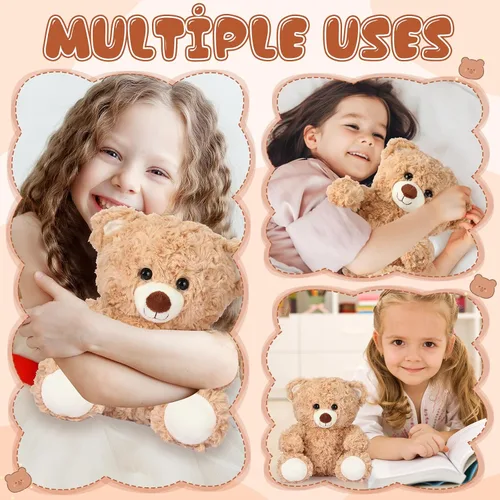 Vista 6 de Silipull 12 piezas de oso de peluche de 8 pulgadas, juguetes de peluche suaves para fiestas a granel, decoraciones de animales para cumpleaños, baby