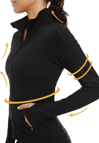 Vista 2 de VUTRU - Chaqueta de entrenamiento con cremallera completa para mujer, para hacer yoga o correr