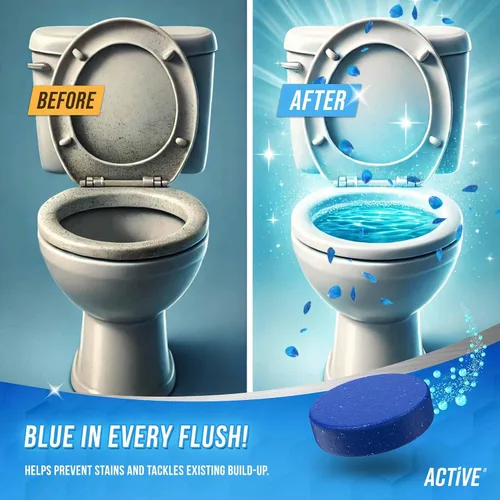 Vista 7 de ACTIVE Tabletas Limpiadoras Automáticas para Tazón de Inodoro de Gel Azul Limpiadores de Tanque de Inodoro, Removedor de Manchas de Anillo de Agua