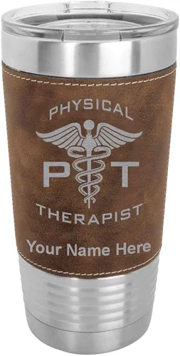 Vista 10 de LaserGram Taza aislada al vacío de 20 onzas, fisioterapeuta PT, grabado personalizado incluido (piel sintética, estilo béisbol)