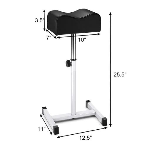 Vista 5 de CHAOEEMY Reposapiés de pedicura, taburete de pedicura de altura ajustable, soporte de pedicura para salón en casa, tatuaje, tecnología de uñas Negro