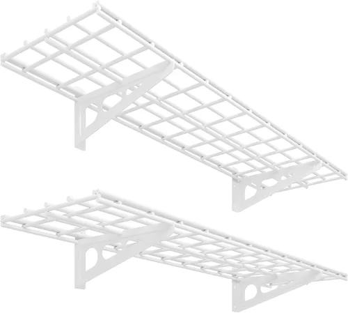 Vista 13 de FLEXIMOUNTS Paquete de 2 Estante de Pared de Garaje de 1x4 pies 12 pulgadas por 48 pulgadas Rack de Almacenamiento de Garaje Estantes Flotantes Negro