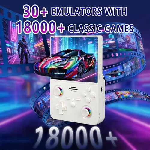 Vista 2 de RF45V - Consola de videojuegos retro - Compatible con 18000+juegos clásicos, tarjeta TF 64G, consola portátil con pantalla de 4.5 pulgadas, batería