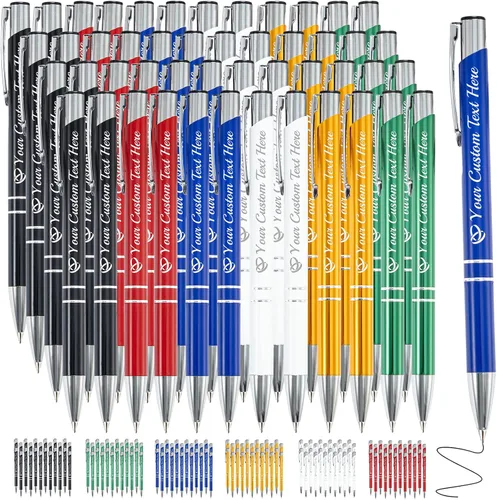 Vista 21 de Bolígrafo personalizado, 1 unidad, bolígrafo personalizado con logotipo de mensaje de nombre comercial grabado, tapa de clic de tinta negra, regalo