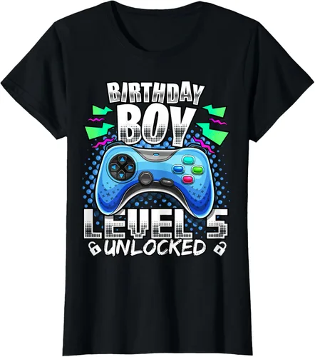 Vista 49 de Camiseta para niños con diseño de videojuegos desbloqueados de nivel 5 Negro