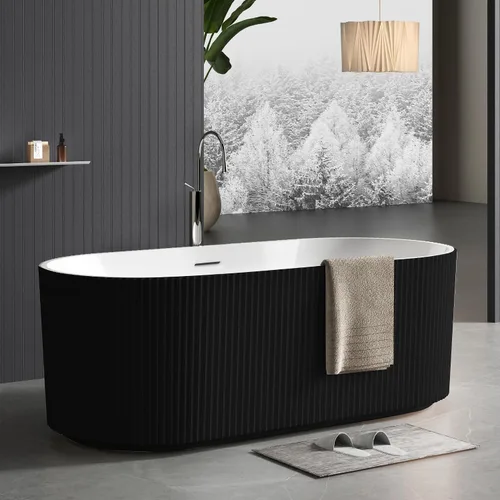 Vista 10 de 59 Inch Freestanding Bathtubs, White Acrylic Free Standing Bathtub, Modern Soaking Tub with Integrated Overflow & Chrome Drain for Bathroom Remodel