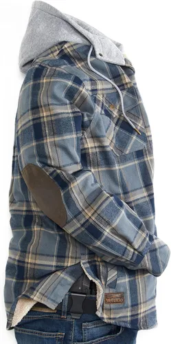 Vista 4 de Venado Northwoods - Chaqueta tipo camisa con capucha de transporte oculto, abrigo de trabajo para hombre