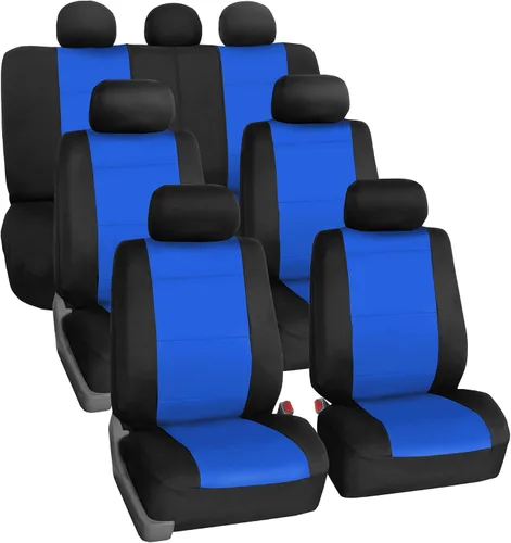 Vista 19 de FH Group Juego completo de fundas de neopreno impermeables para asiento de automóvil, de tres filas y 7 plazas, listas para bolsa de aire