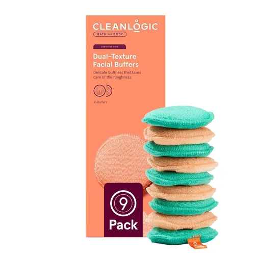 Vista 9 de CleanLogic Bath & Body - Almohadillas faciales exfoliantes de doble textura con infusión de carbón, esponjas faciales para limpiar y suavizar