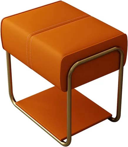 Vista 11 de ZAIHW Taburete cuadrado de cuero mate con patas doradas, cómodo banco de entrada con asiento acolchado, taburetes de maquillaje para tocador