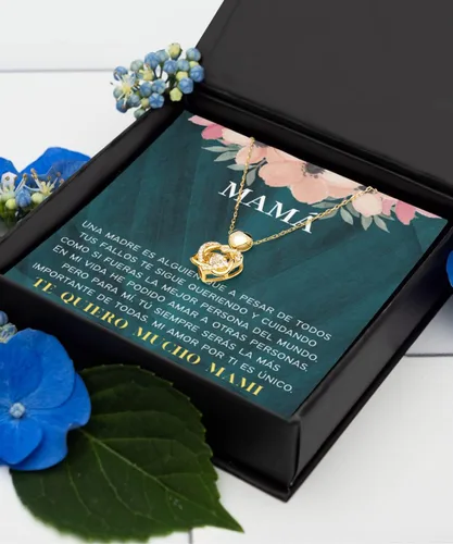 Vista 5 de Collar para mamá con mensaje personalizado, regalo de aniversario de boda o Navidad, cadena para mujer