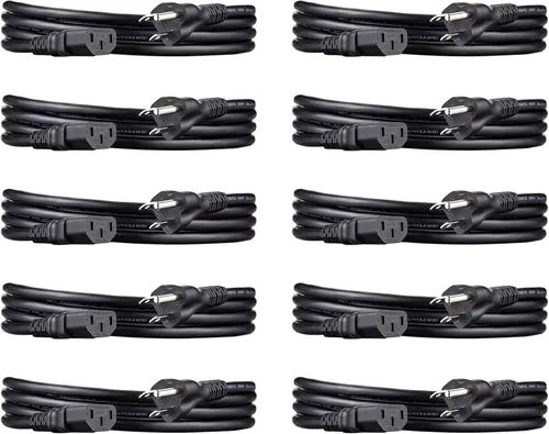 Vista 15 de Amazon Basics Cable de alimentación para PC, 3 pies, Cable de alimentación CA para monitor, computadora, TV, 3 clavijas, 18 AWG, 125 voltios, negro