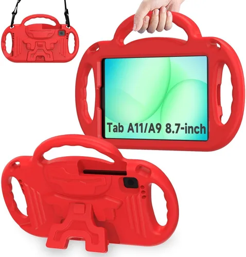 Vista 9 de AVAWO Funda infantil para Samsung Galaxy Tab A11 de 8.7 pulgadas 2026/A9 de 8.7 pulgadas 2023, con correa, soporte de mango ligero a prueba de Negro