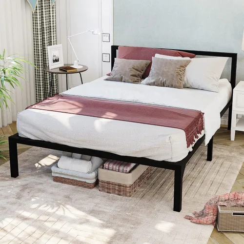 Vista 9 de [Usado] YITAHOME Base de cama tamaño King, cama de nube suave con estribo, esquinas Beige