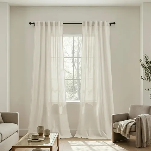 Vista 42 de Mrs.Naturall Cortinas negras de 45 pulgadas de largo, cortinas cortas de lino transparente para privacidad para cocina, dormitorio, ventanas