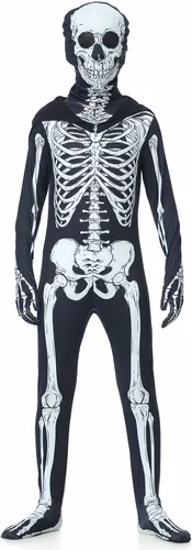 Vista 8 de Disfraz de esqueleto 3D, disfraz de calavera aterradora, disfraz de esqueleto de Halloween, disfraz de esqueleto de Halloween